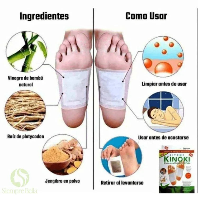 Parches Kinokis para pie, ¡Desintoxica tu cuerpo mientras duermes! 🌙